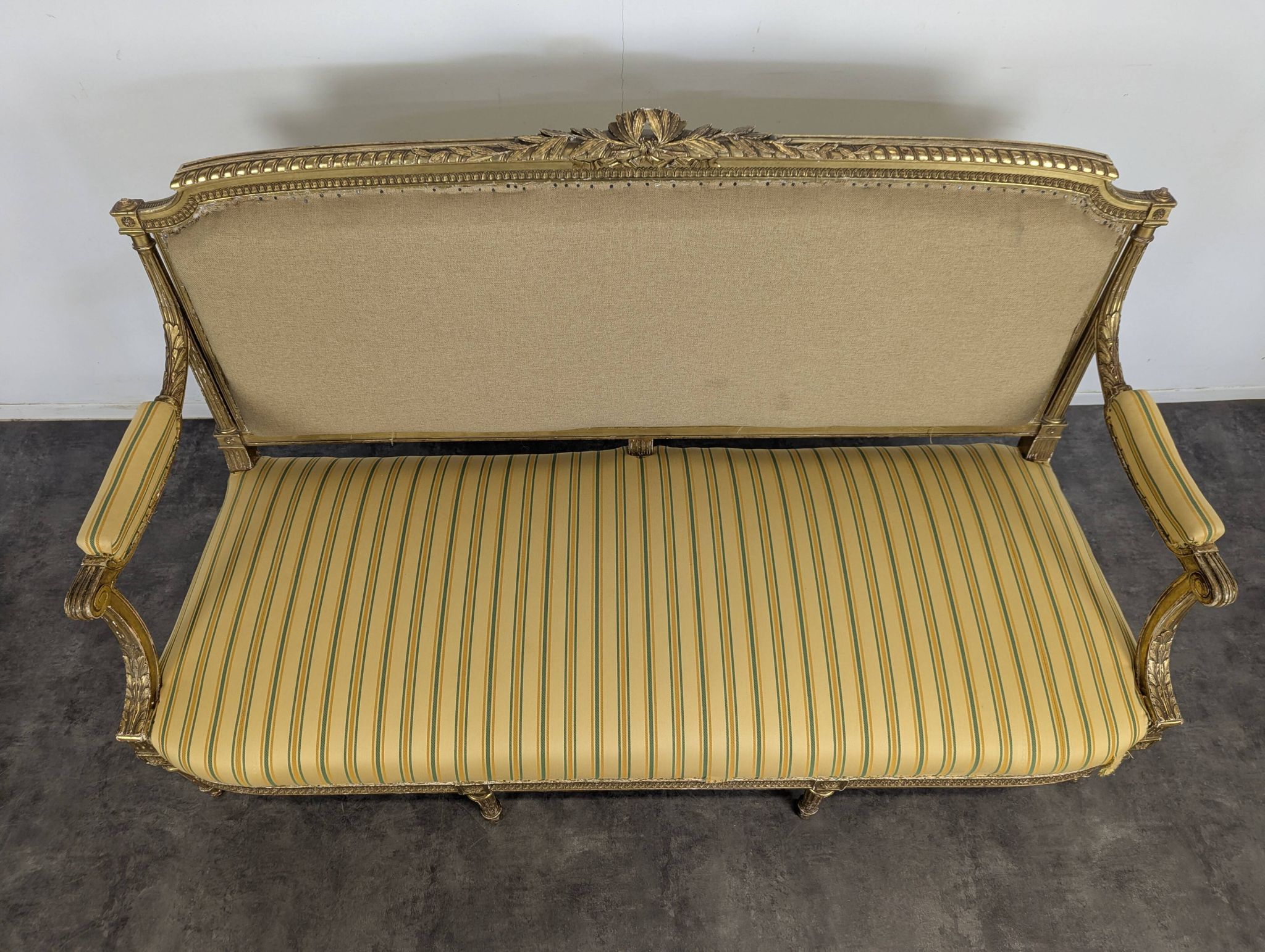 Louis XVI style canapé from the Napoleonic III era in gilded wood.