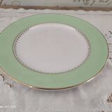 Round plate with aqua green rim and golden frieze, Cafés Lemaire.