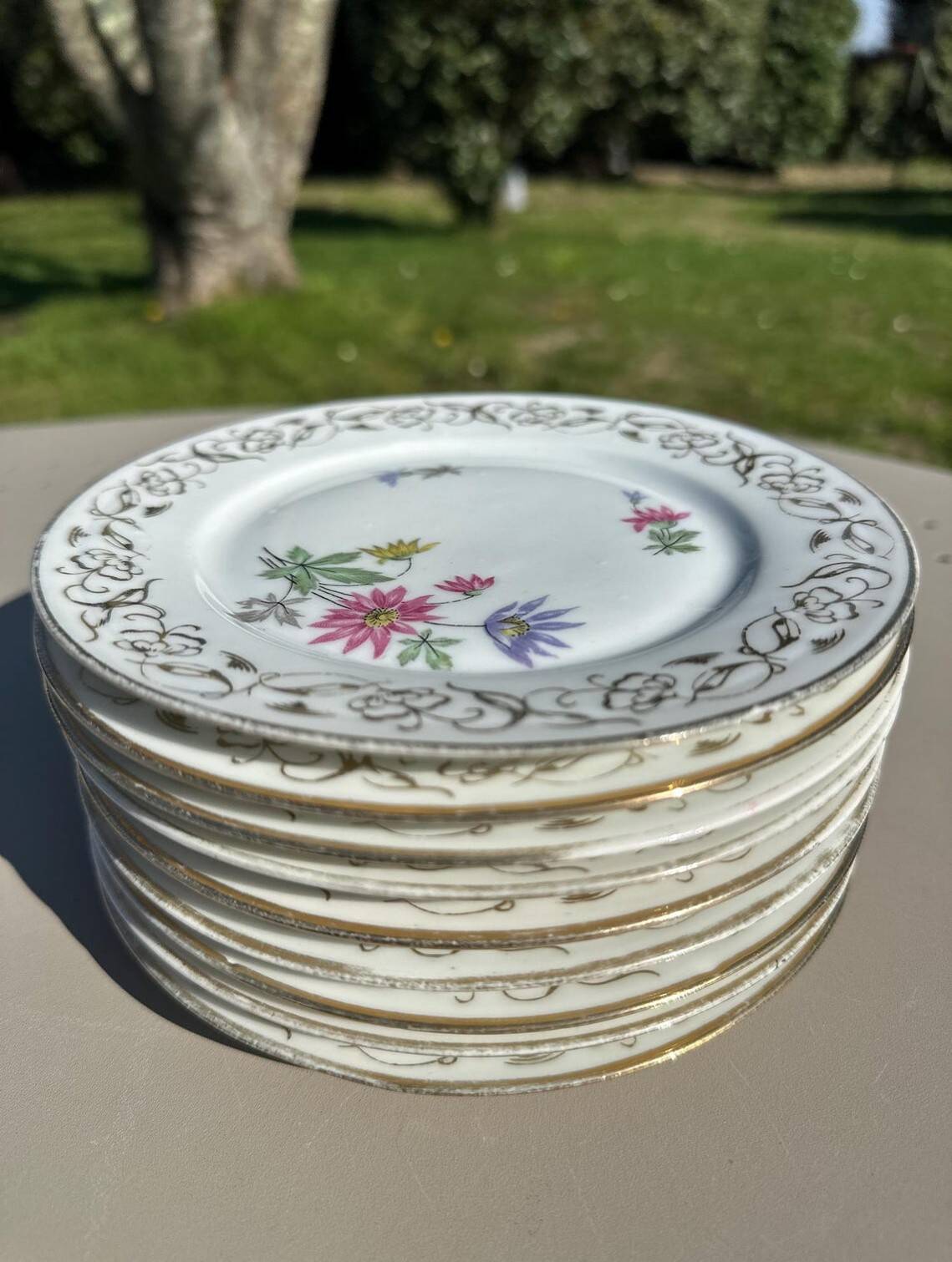 Small Dessert Plates - Limoges Porcelain - Mehun Enamels