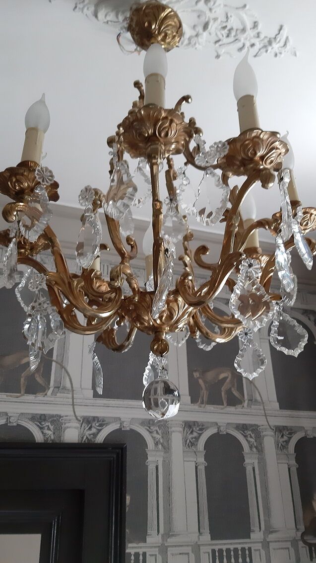 Bronze and crystal chandelier 8 fires