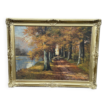 Paysage d'automne. Huile sur toile.