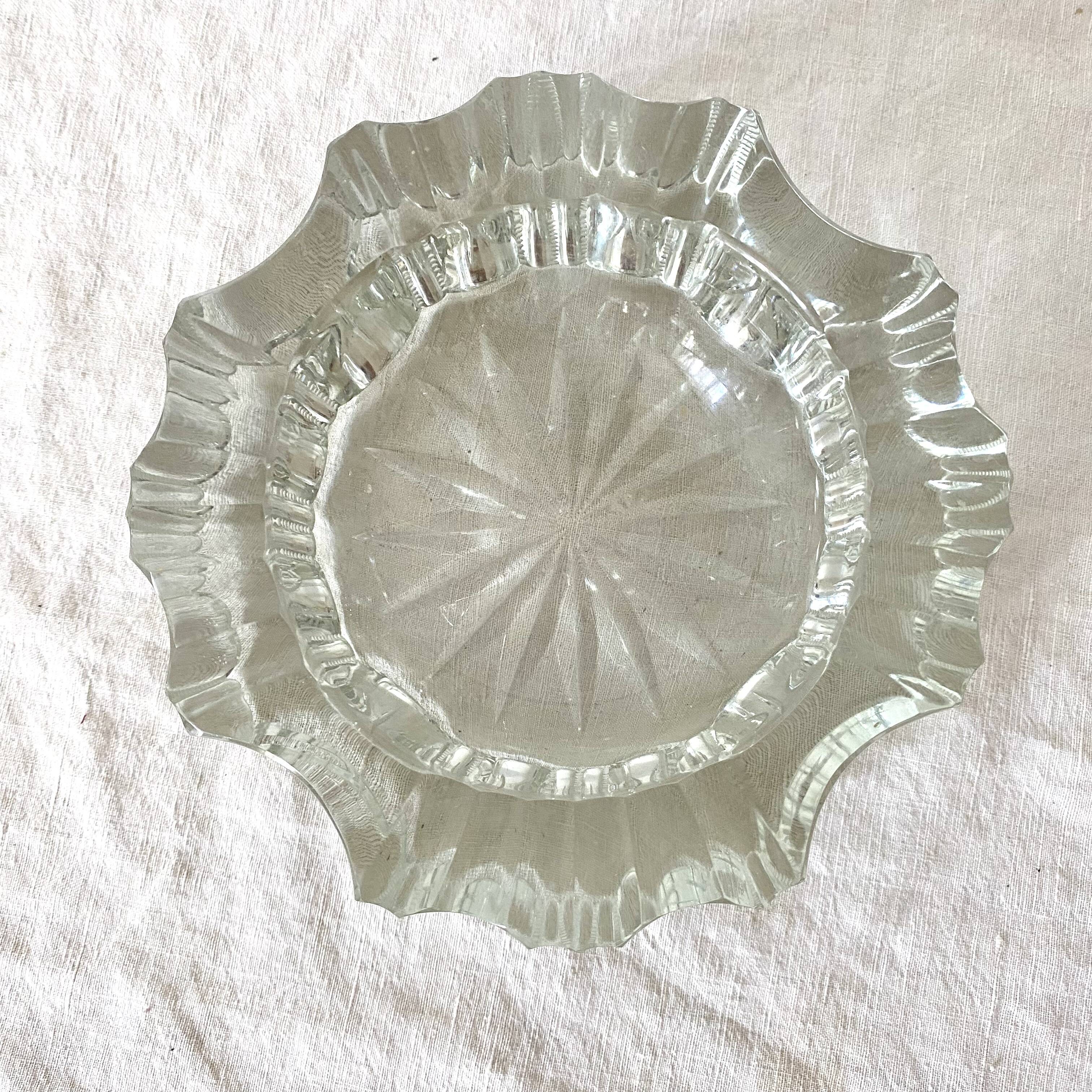 Vintage thick glass ashtray