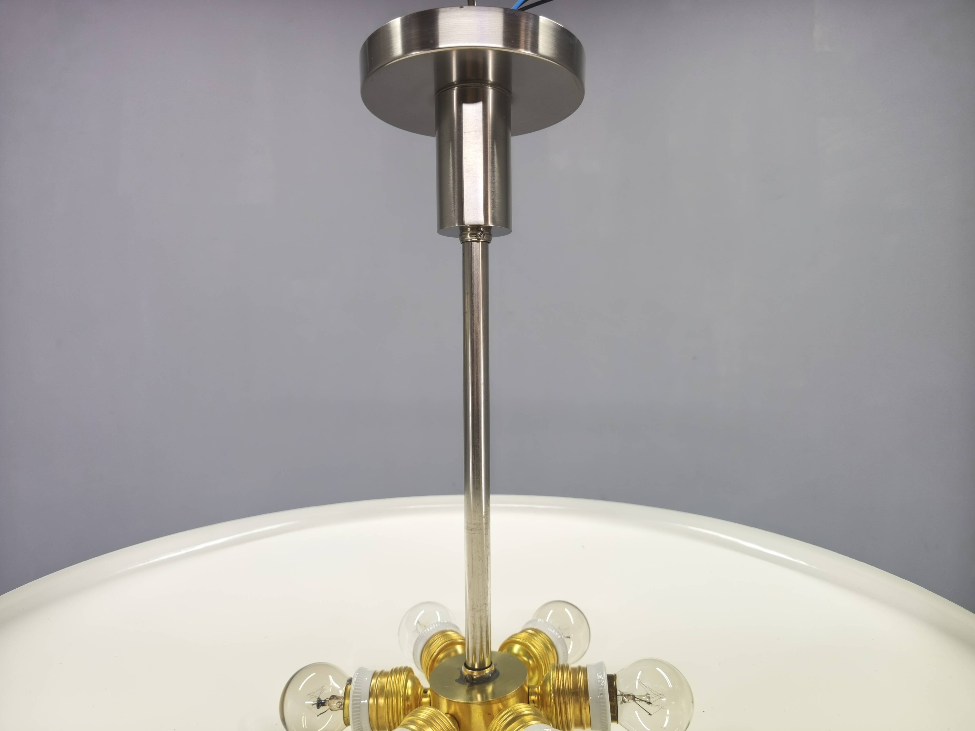 Bauhaus Indirect Ceiling Light, Nickel, Czechoslovakia 1930s