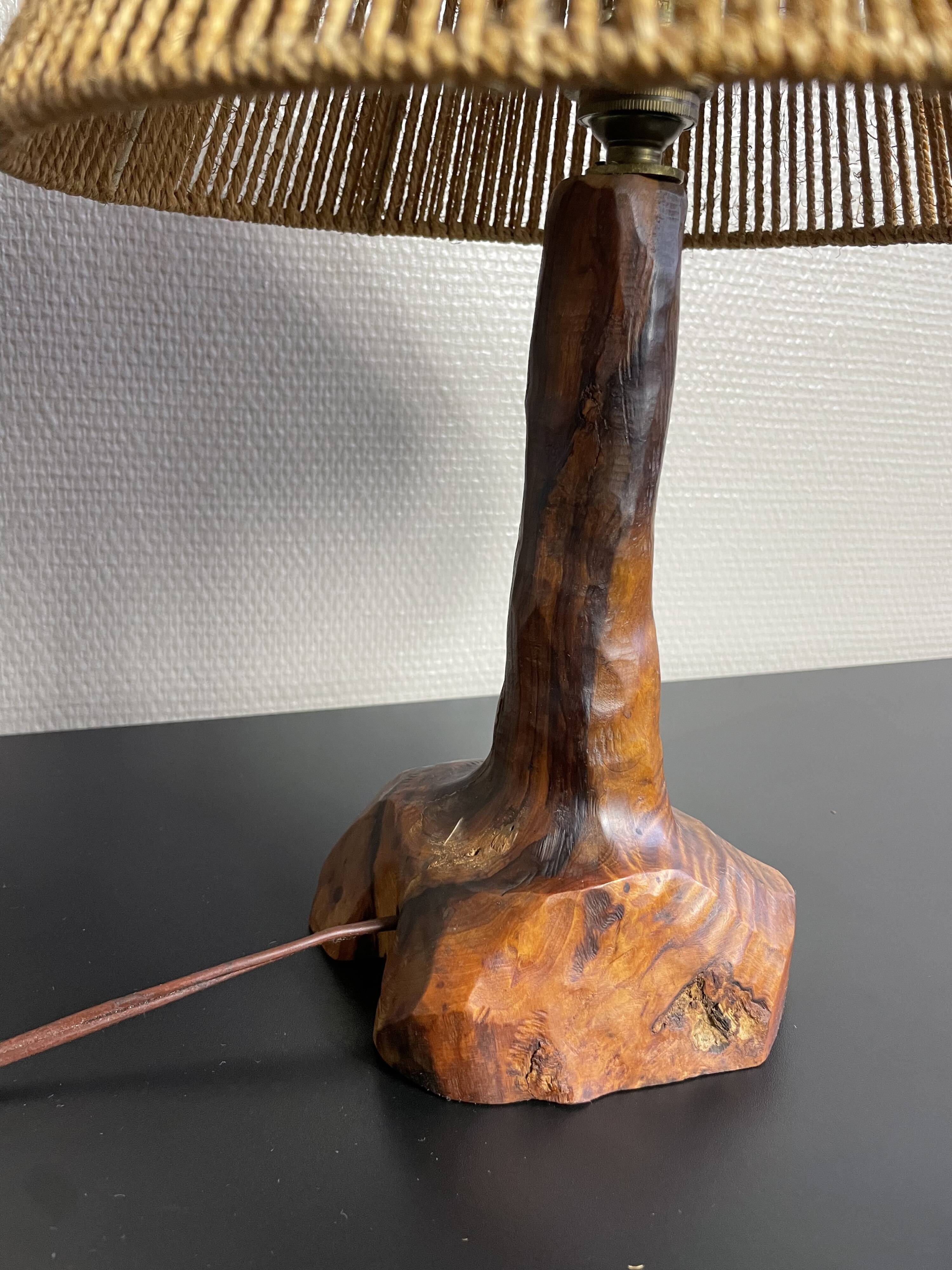 Wooden lamp by Olivier 70s
