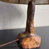 Wooden lamp by Olivier 70s