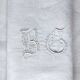 Monogrammed damask accent tablecloth "bg" 87 x 74 cm