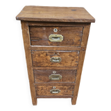 Old bedside table with 4 drawers in Burmese teak