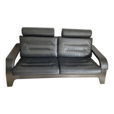 Canapé cuir noir Nova Roche Bobois