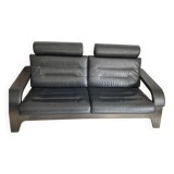 Black leather sofa Nova Roche Bobois