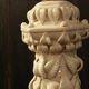 Vintage white ceramic table lamp from Manises with a raised leaf design.