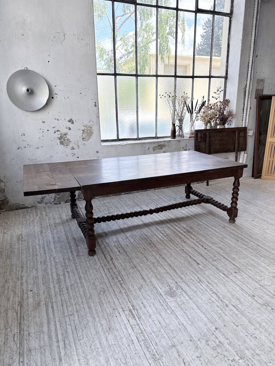 Solid oak table 1900 drapery style XL 280cm with extensions