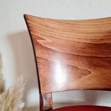 Lot of 5 wooden bar top stools and leather seating