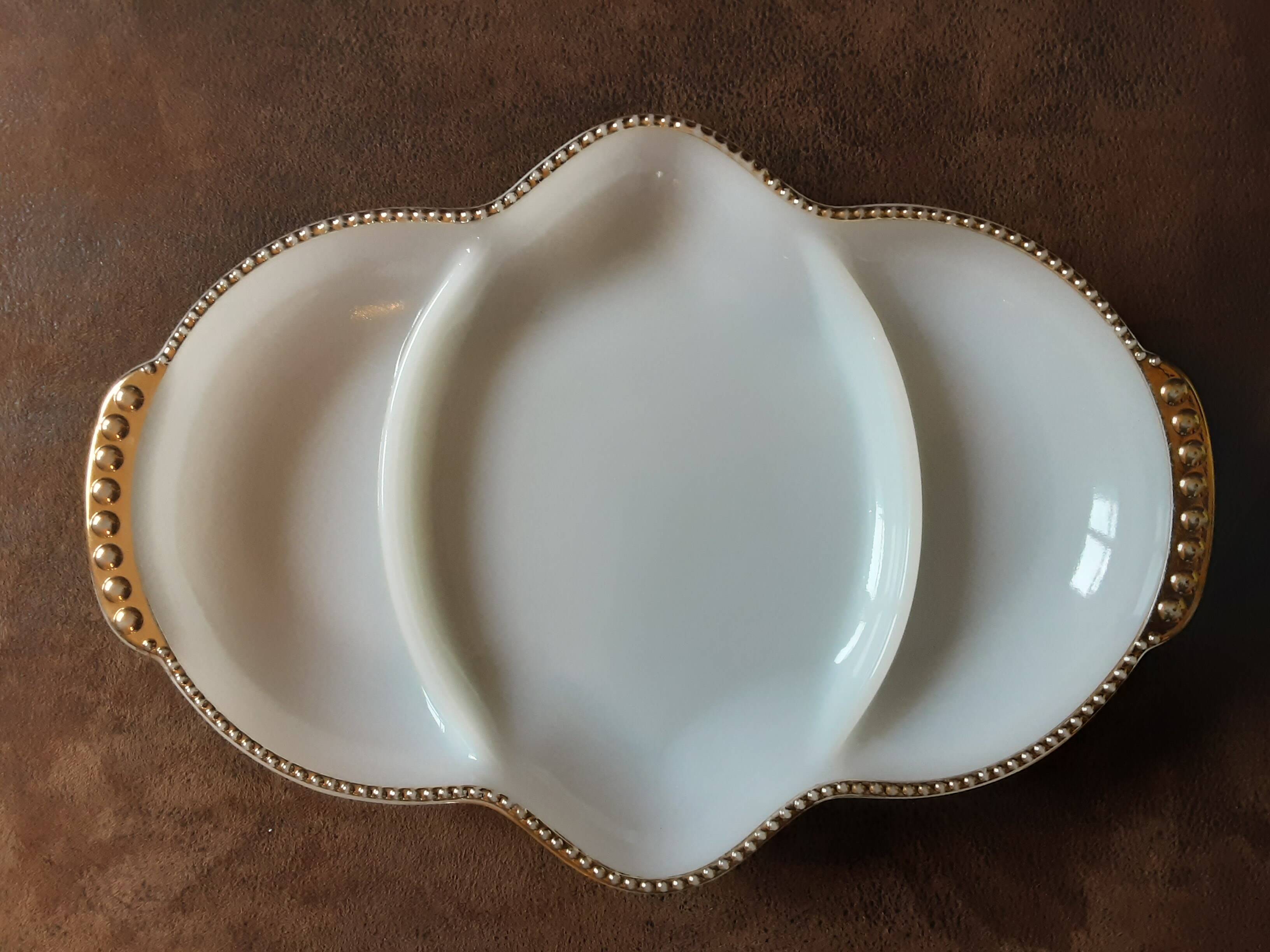 Oven Fire King ware opaline compartment dish