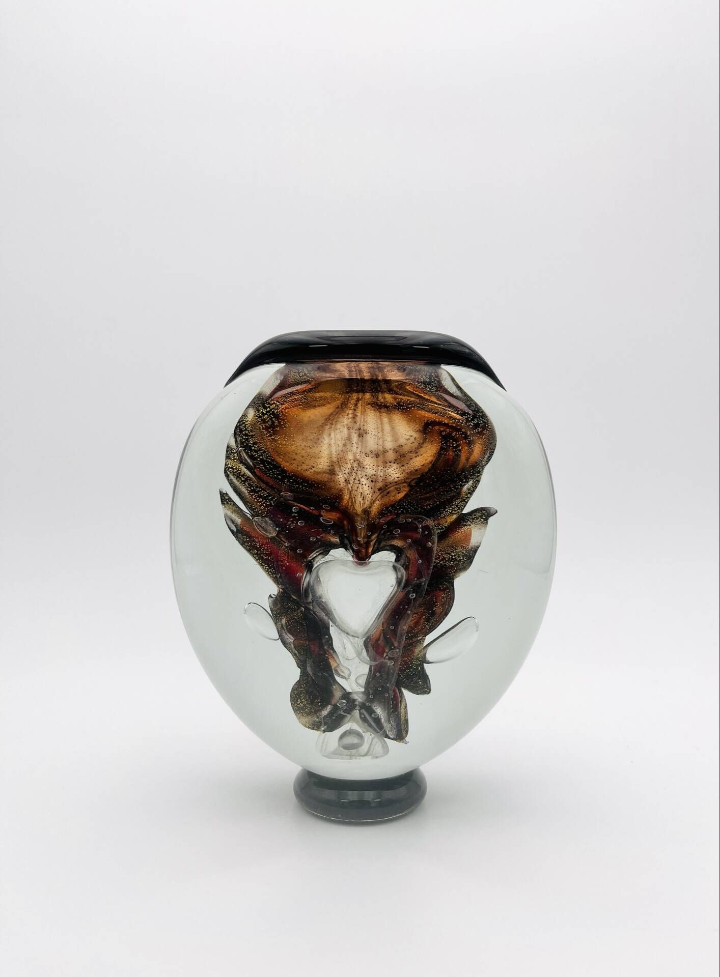 Sculptural Vase Robert Pierini Studio Glass 1994 Signed - Copper & Gold