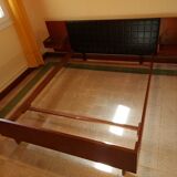 Scandinavian bed in rosewood with built-in bedside