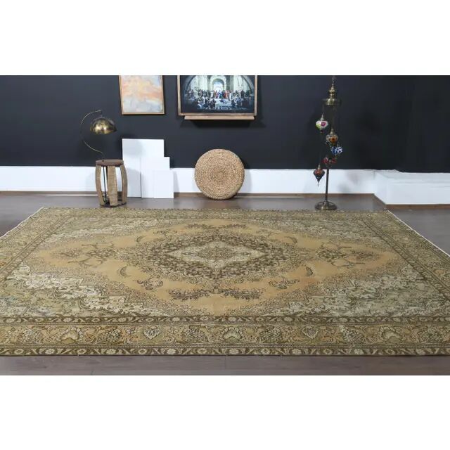 1970s Vintage Persian Handmade Wool Orange Area Rug 276x386