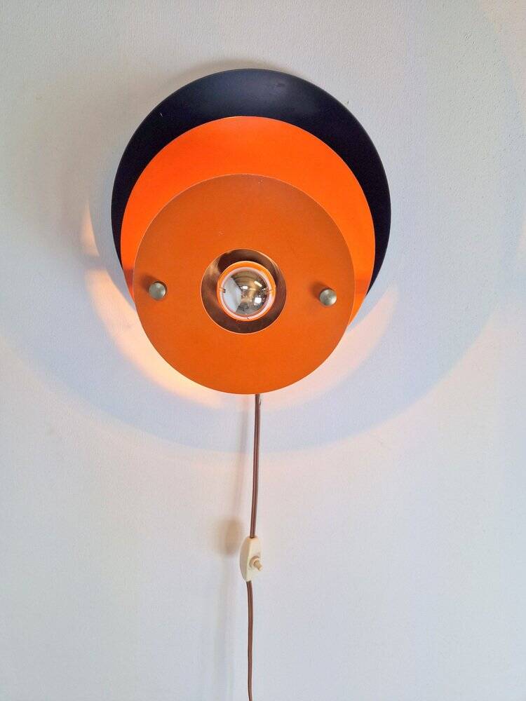 Mid-Century Metal Discus Wall Lamp attributed to Herda, 1960s