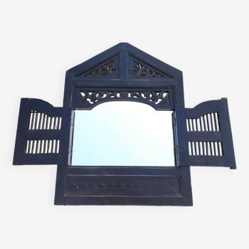 Old shuttered mirror - Blackened wood -