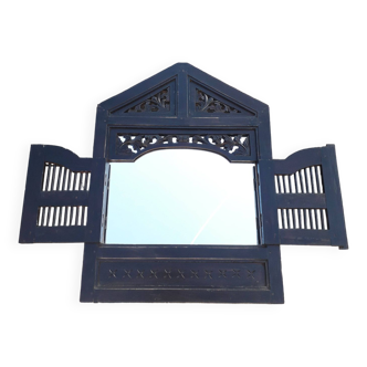 Old shuttered mirror - Blackened wood -