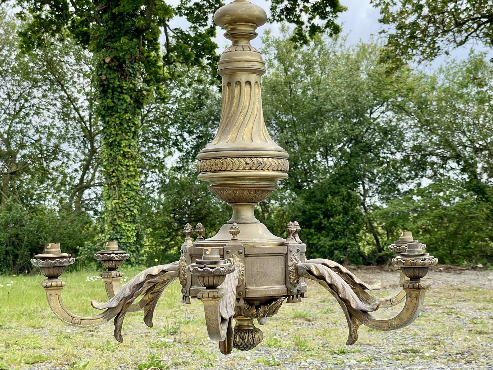 Lustre en bronze fin XIXème 6 feux