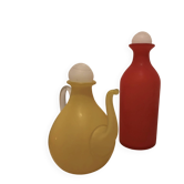 Stunning Duo of Mid-Century Frosted Satin Glass Carafes & Decanters