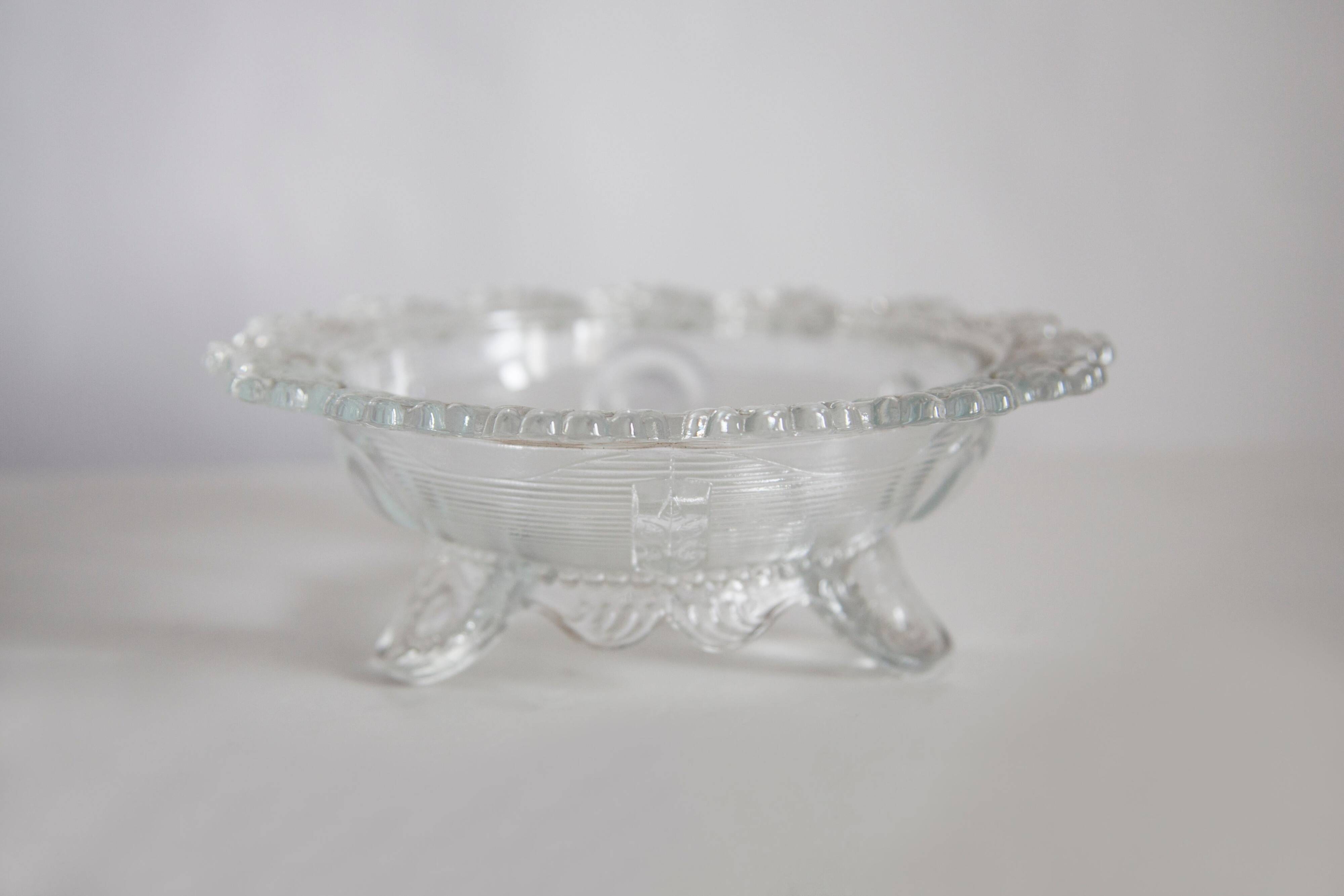 Vintage transparent glass bowl