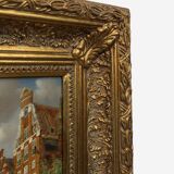Realistic oil painting with baroque frame by Jan Berkhout (1937), The Netherlands