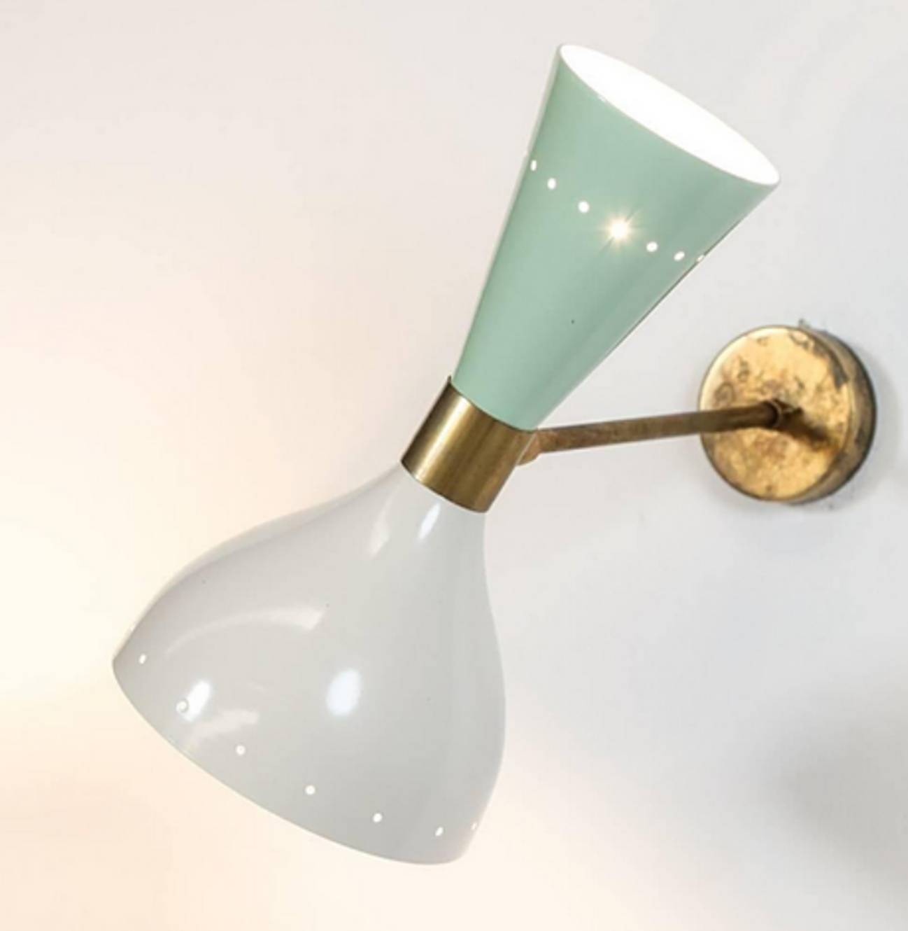 Pair of white and sage green diabolo appliques