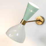 Pair of white and sage green diabolo appliques