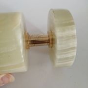 Briquet de table piezo onyx et métal doré, kogen 1970-1980