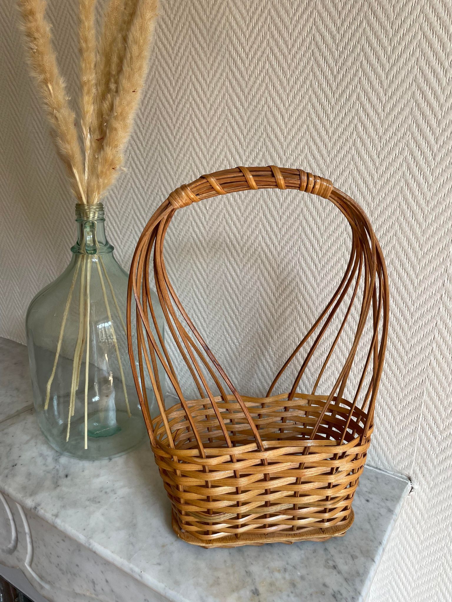 Wooden wicker basket