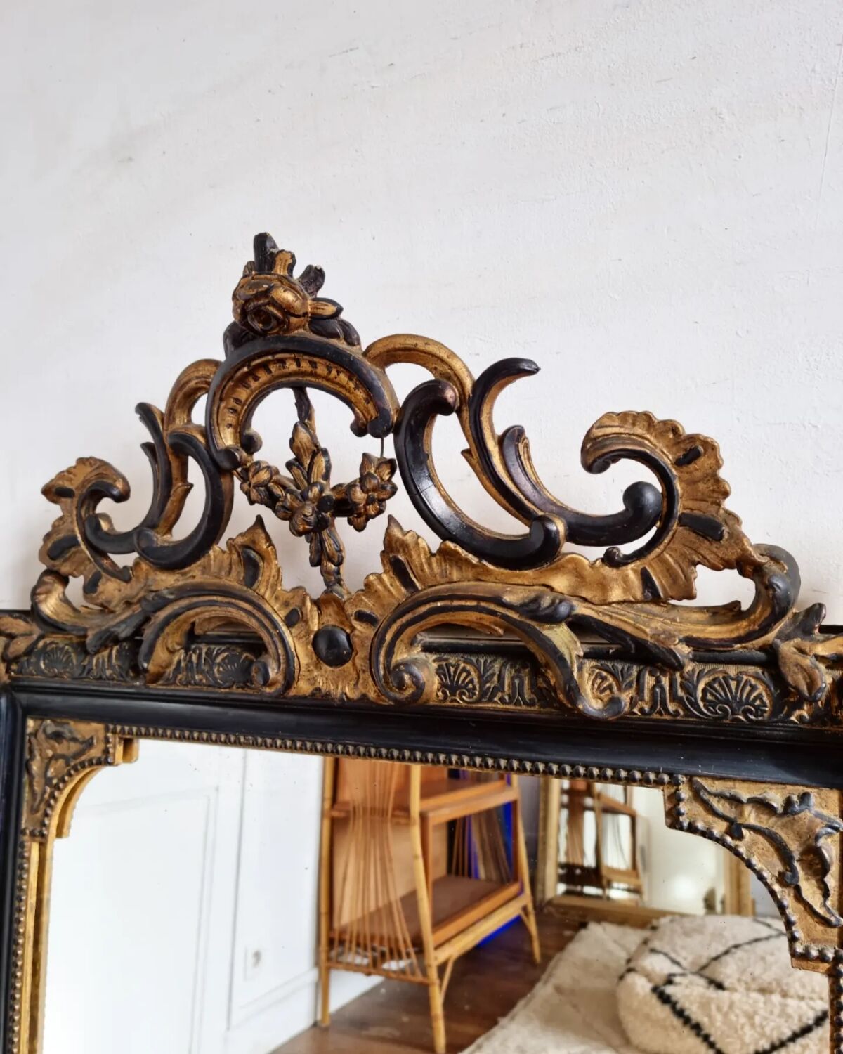 Old mirror Napoleon III black and gold