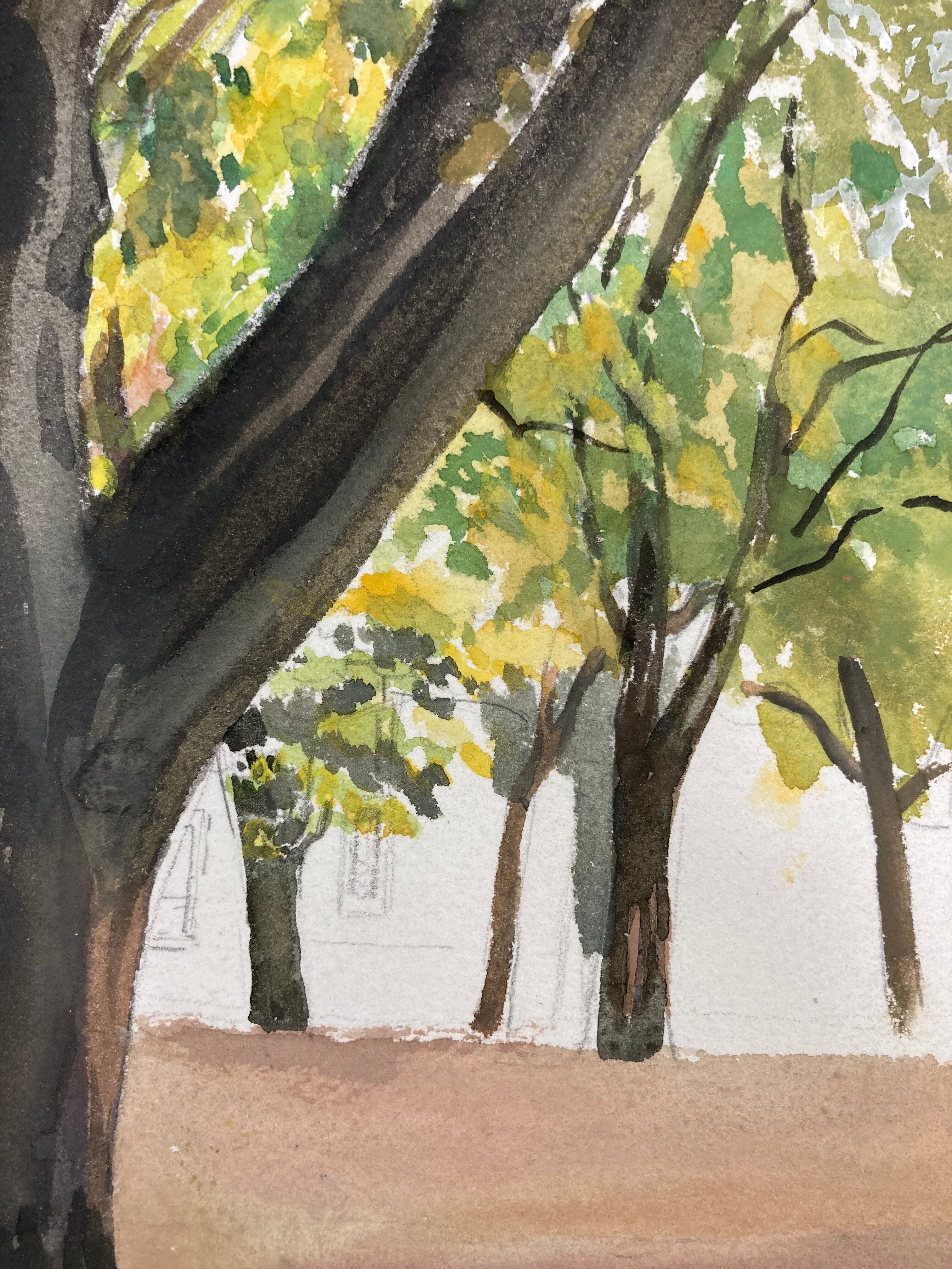 Aquarelle paysage vintage