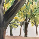 Aquarelle paysage vintage