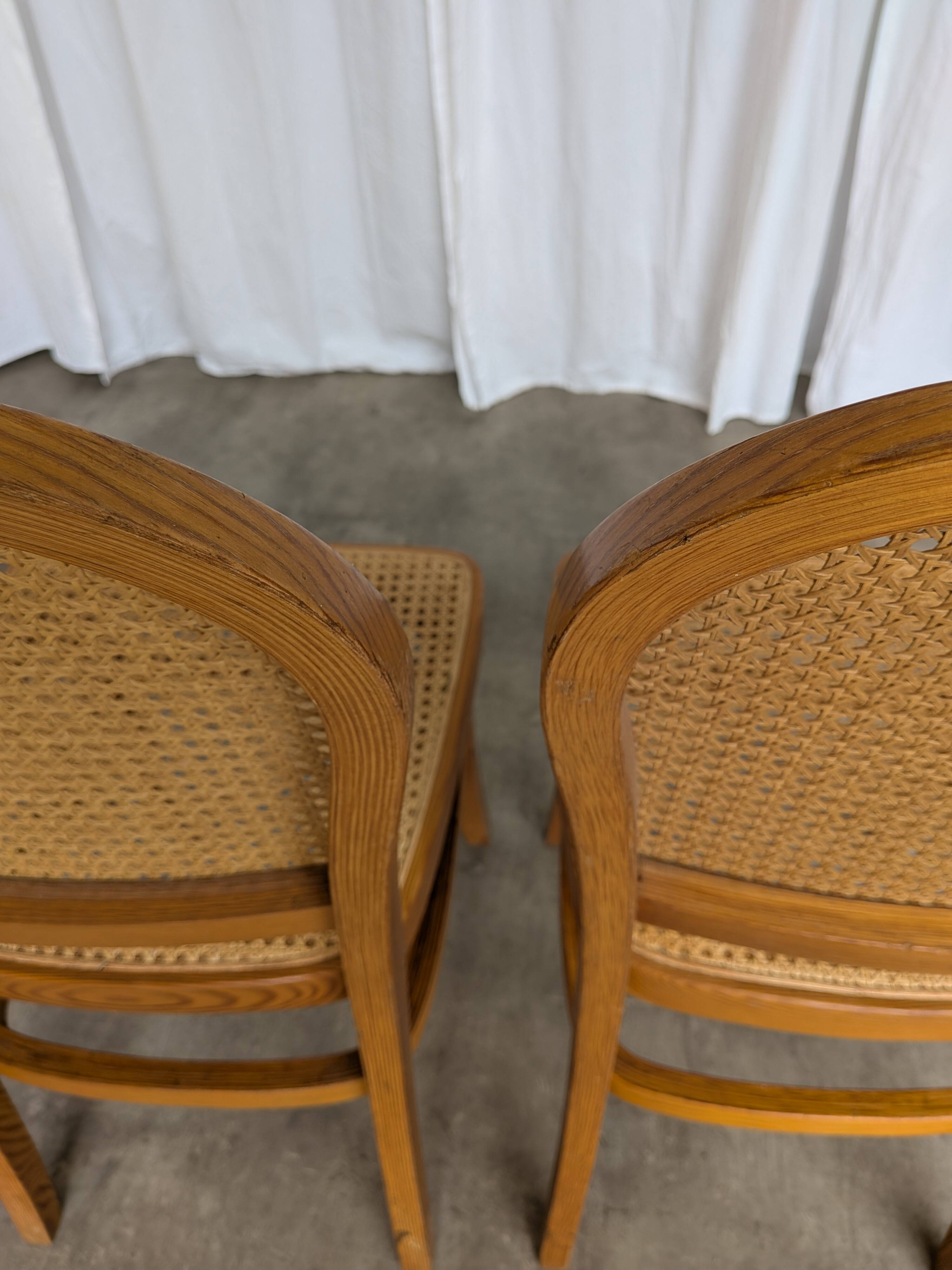 Set of 3 Vintage Wooden Dining Chairs with Cane Seat - Mid-Century Yugoslav