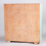 Turquoise Bauhaus three door wardrobe made in 1930s Czechia by Vichr a spol.