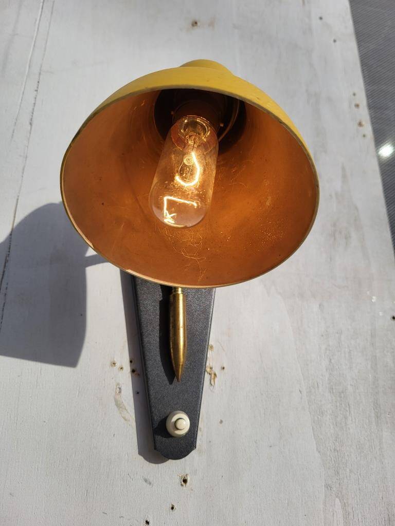 Yellow adjustable casserole wall light 1950
