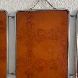 Mirror triptych barber orange rust vintage 1960 - 24 x 59 cm