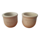 Set of 2 old BB stoneware Yogurt pots