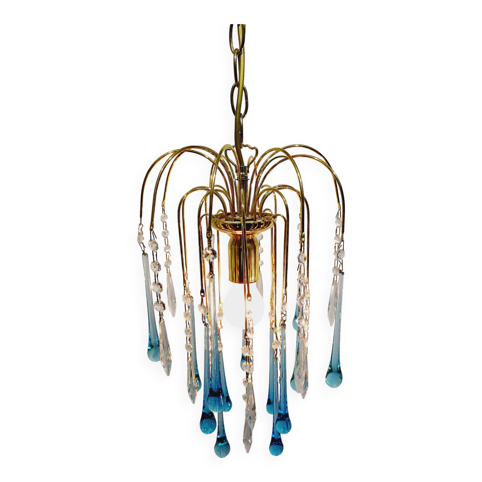 Murano Chandelier Blue Crystal Drops