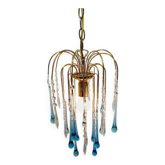 Murano Chandelier Blue Crystal Drops