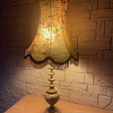 Antique floor lamp with shade, onyx marble, lamp and floral motif, Italy