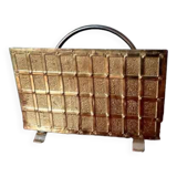 English magazine rack in embossed brass 1960