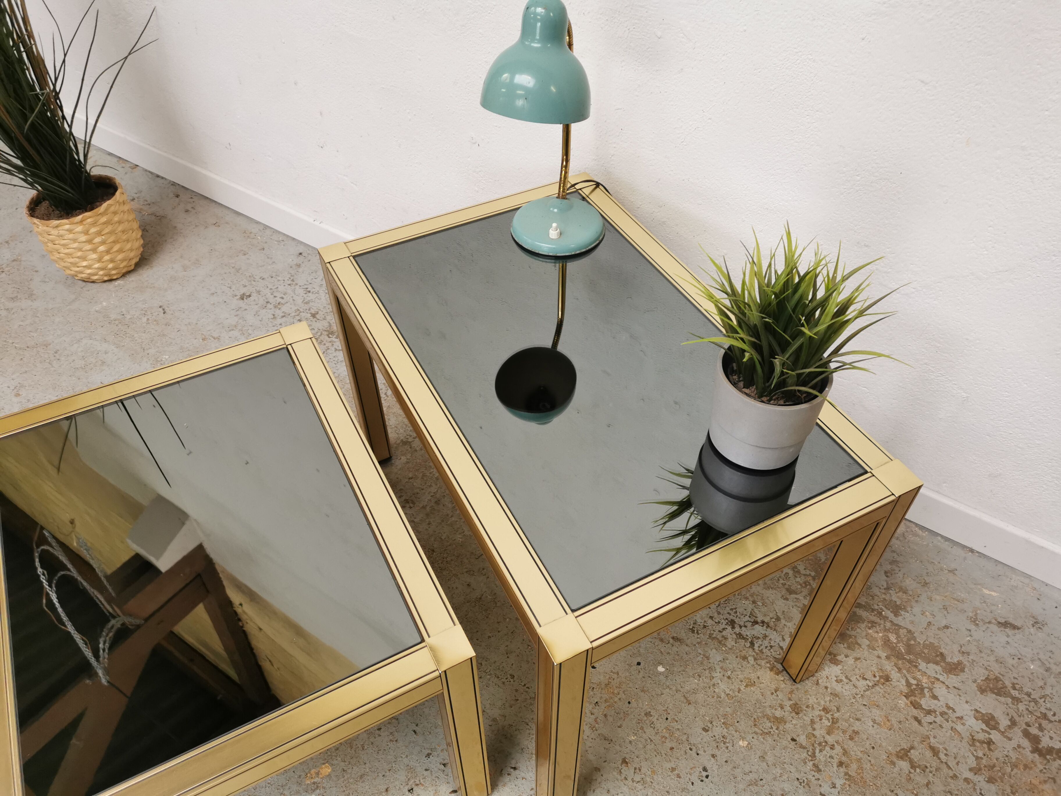 Tables gigognes laiton doré vintage 1970
