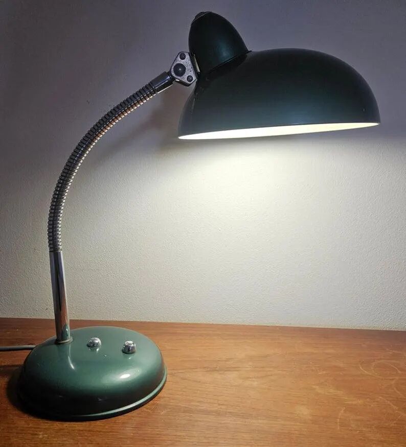 Very Rare Midcentury Industrial Table or Desk Lamp Helo Leuchten, Germany, 1950s