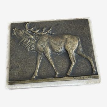 Presse papier, bronze, sculpture Gyula (Julius) Maugsch, Hungarian, 1882–1946, signé, cerf