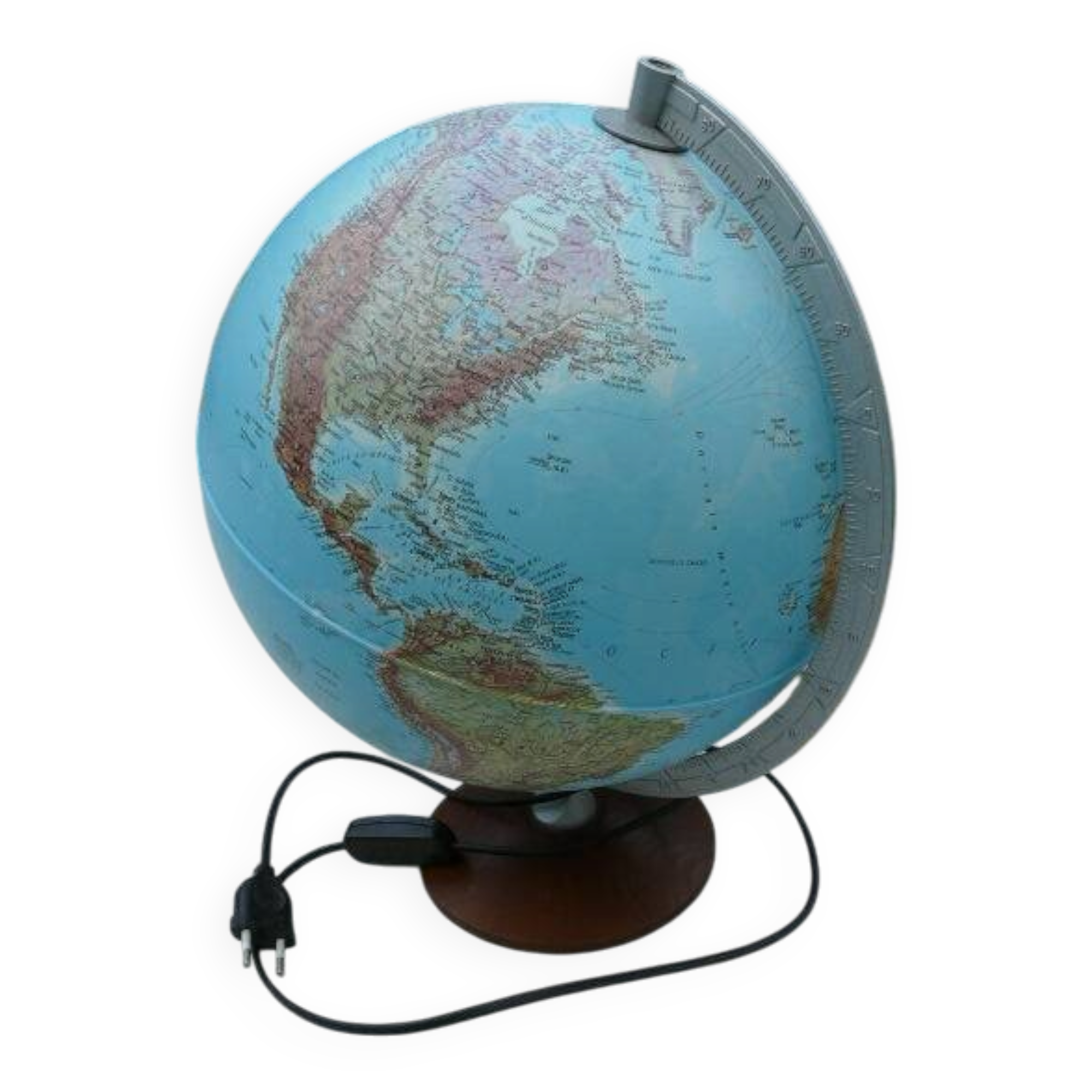 illuminated world map wooden base Teccnodidattica