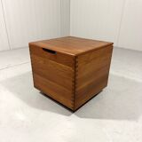 Salin Nyborg teak storage box side table on wheels, Denmark 1960’s