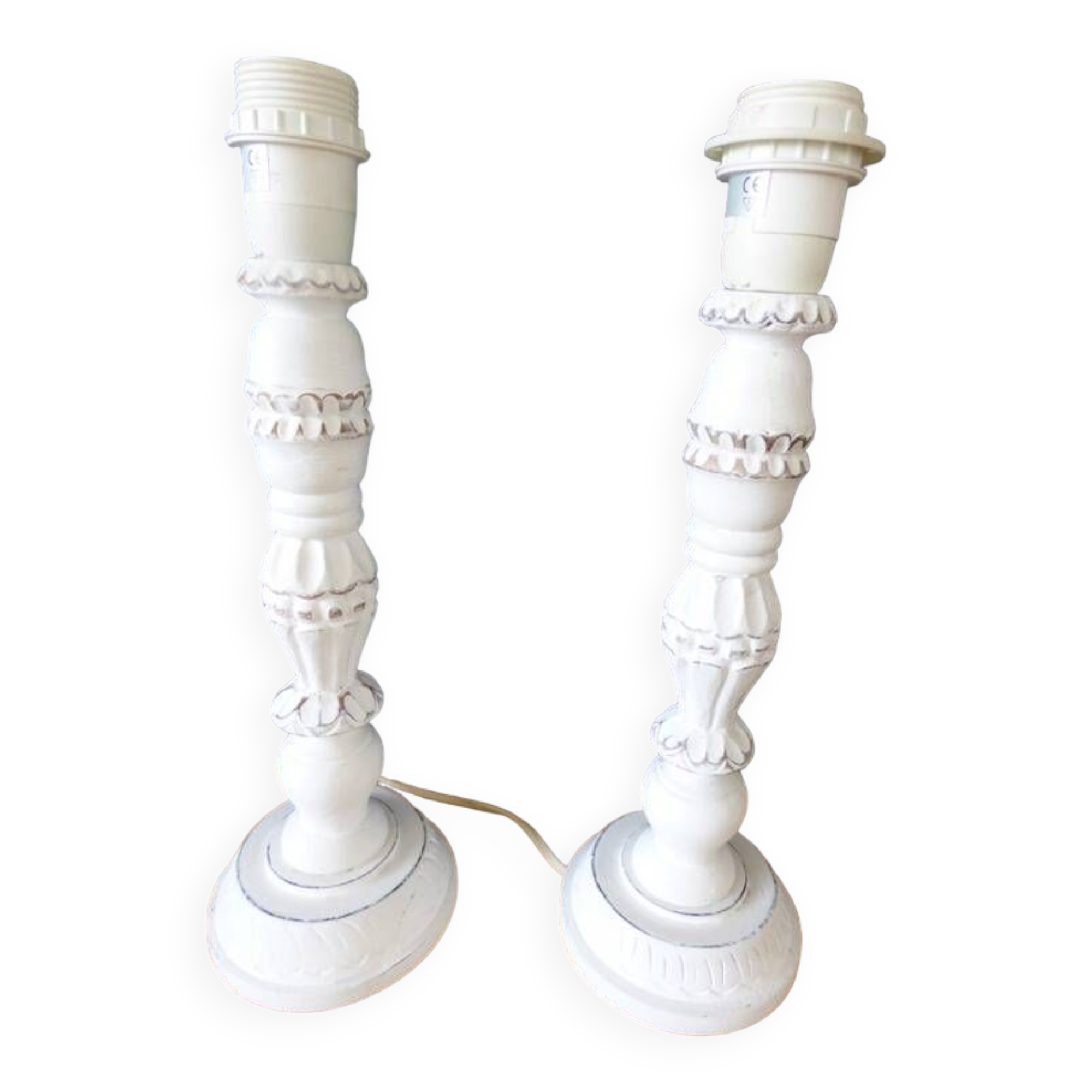 Set of 2 wooden lamp bases