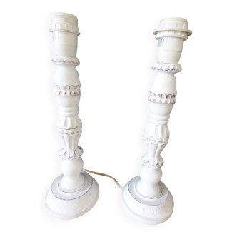 Set of 2 wooden lamp bases